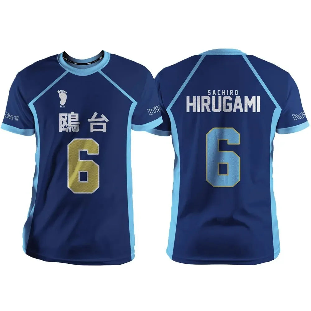 Haikyuu Kamomedai Blue Cartoon Anime Cosplay Men Jersey Summer Short Sleeve Children Unisex Tee Tops 2024 Fashion Women T-Shirt