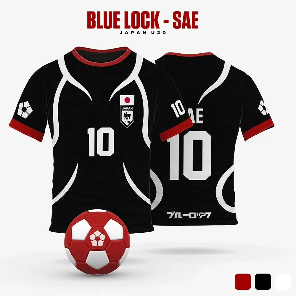 Blue Lock Japan U20 Black Cartoon Anime Cosplay Men Jersey Summer Short Sleeve Children Tee Tops Quick-Dry Fashion Women T-Shirt