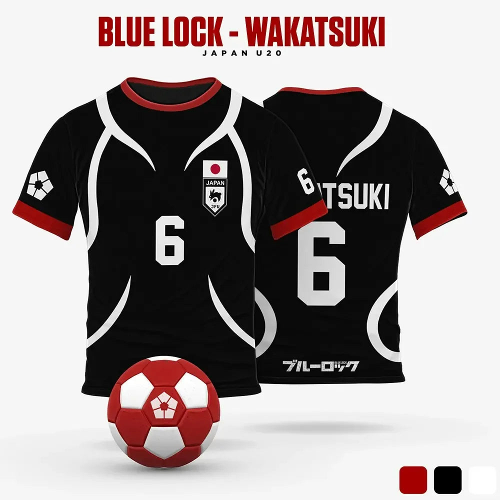 Blue Lock Japan U20 Black Cartoon Anime Cosplay Men Jersey Summer Short Sleeve Children Tee Tops Quick-Dry Fashion Women T-Shirt