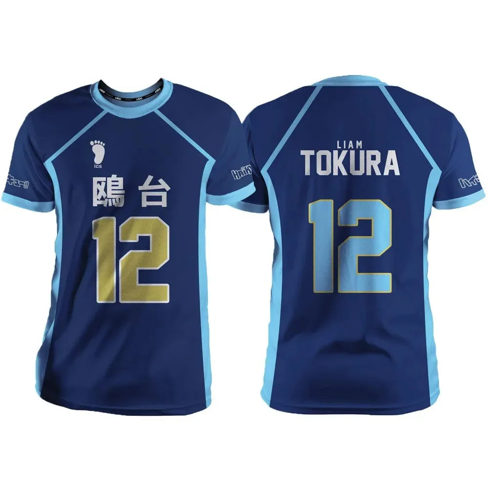 Haikyuu Kamomedai Blue Cartoon Anime Cosplay Men Jersey Summer Short Sleeve Children Unisex Tee Tops 2024 Fashion Women T-Shirt