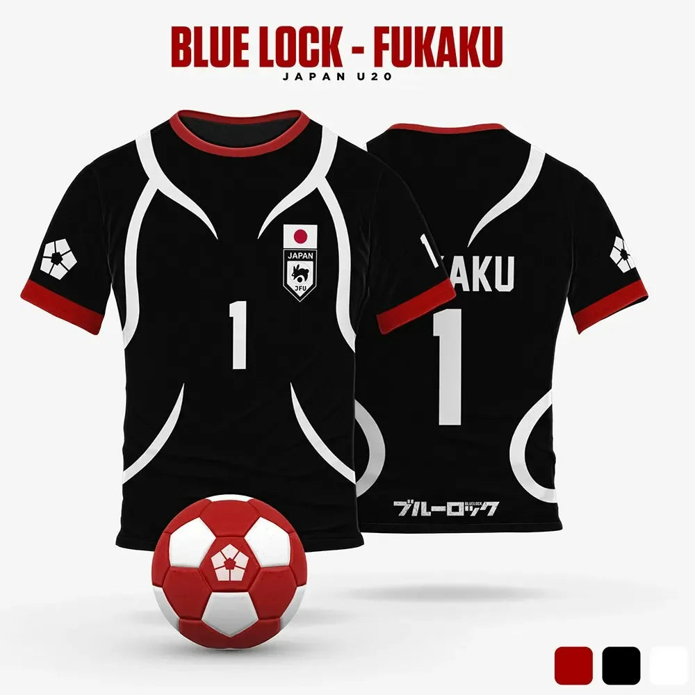 Blue Lock Japan U20 Black Cartoon Anime Cosplay Men Jersey Summer Short Sleeve Children Tee Tops Quick-Dry Fashion Women T-Shirt