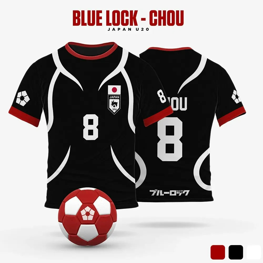 Blue Lock Japan U20 Black Cartoon Anime Cosplay Men Jersey Summer Short Sleeve Children Tee Tops Quick-Dry Fashion Women T-Shirt