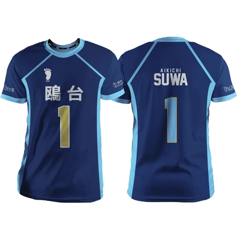 Haikyuu Kamomedai Blue Cartoon Anime Cosplay Men Jersey Summer Short Sleeve Children Unisex Tee Tops 2024 Fashion Women T-Shirt